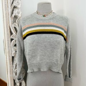 Grey And Colored Striped Sweater